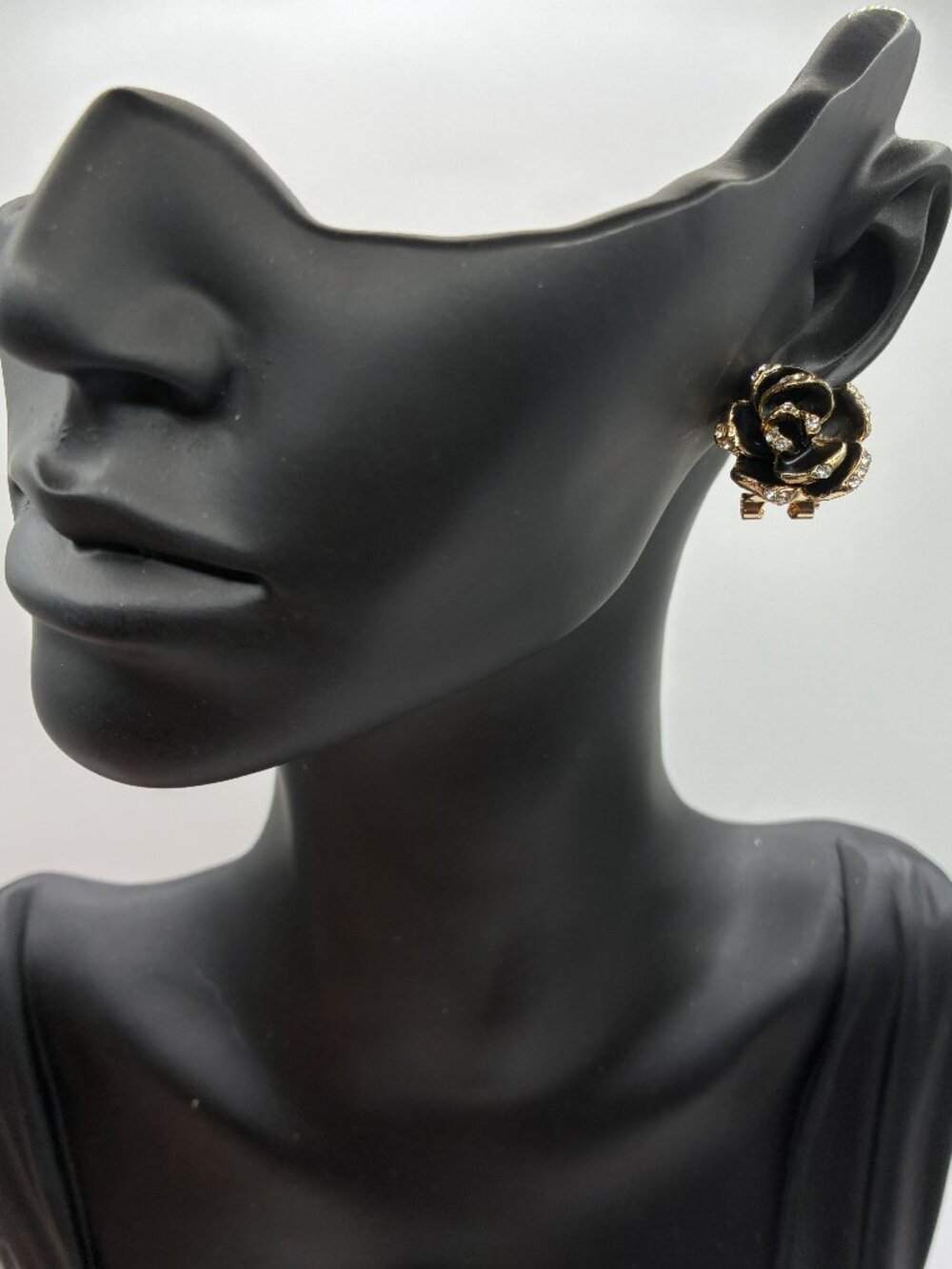 0.5" Black Rose Gold Diamond Earrings